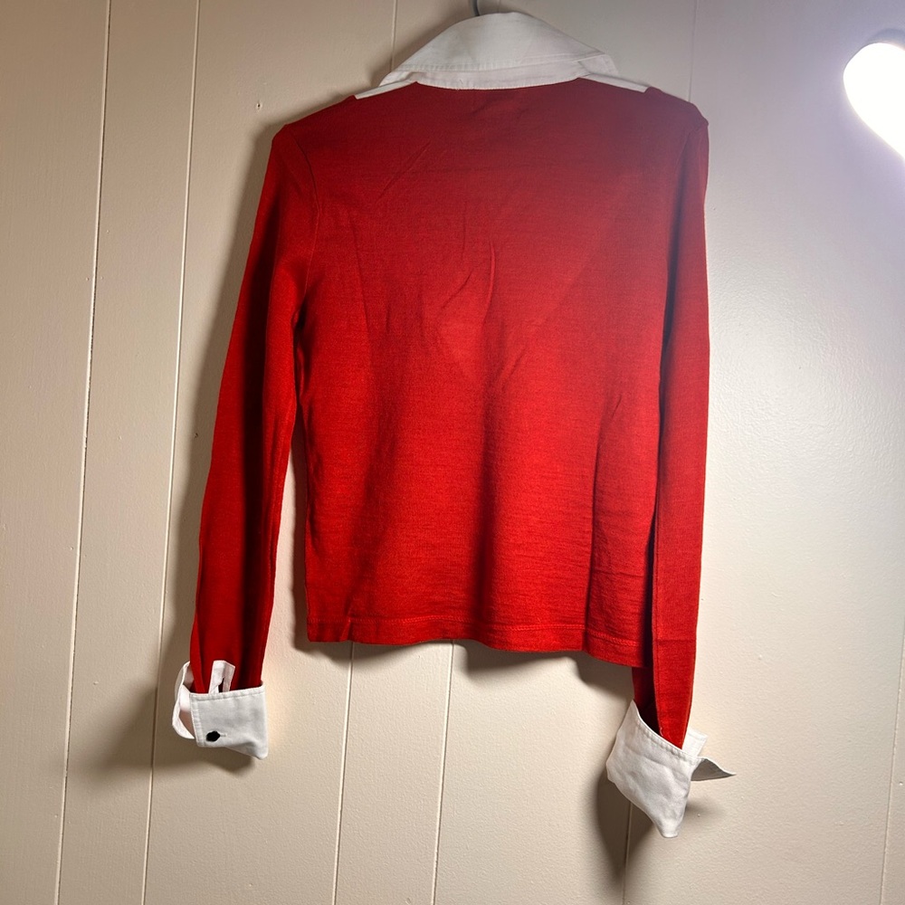 Vintage Style Red Collared Knit Top XL Bonnie & Billy Preppy Cottagecore - Picture 4 of 11